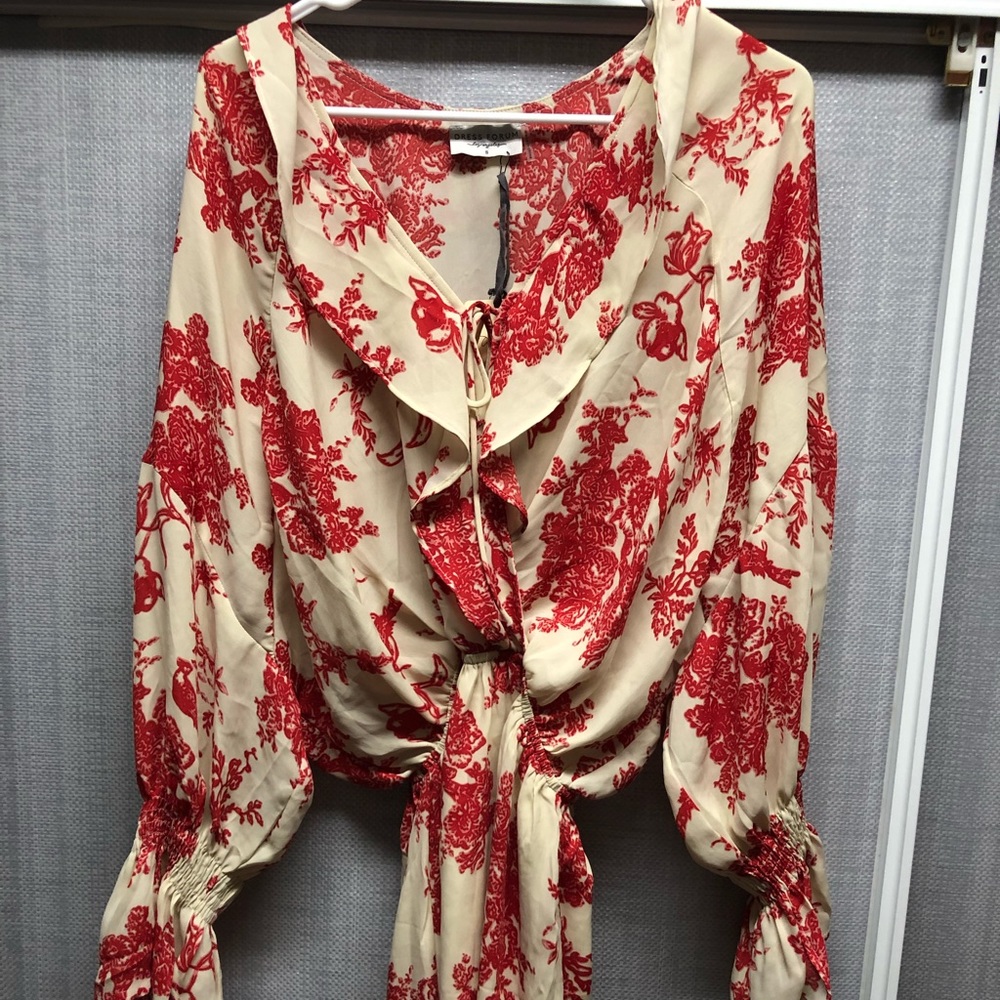 Red, floral dress
